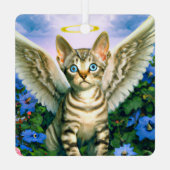 Handsome Tabby Kitten Angel Wings Halo Metalen Ornament (Achterkant)