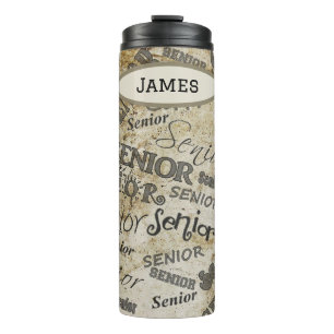 Handsome Tan and Black Senior Typography Thermosbeker