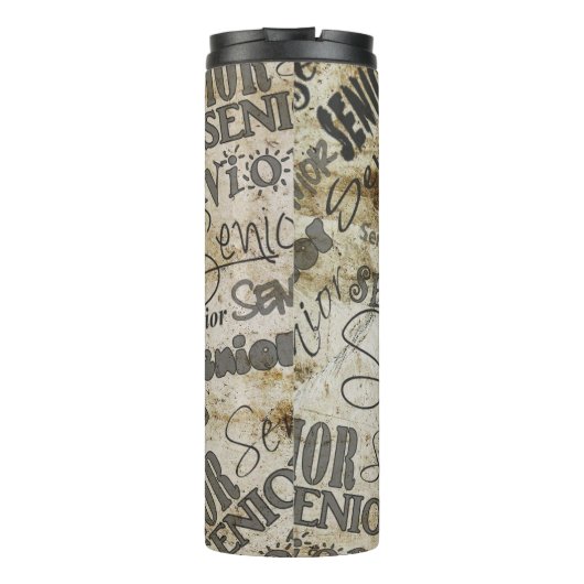 Handsome Tan and Black Senior Typography Thermosbeker (Achterkant)