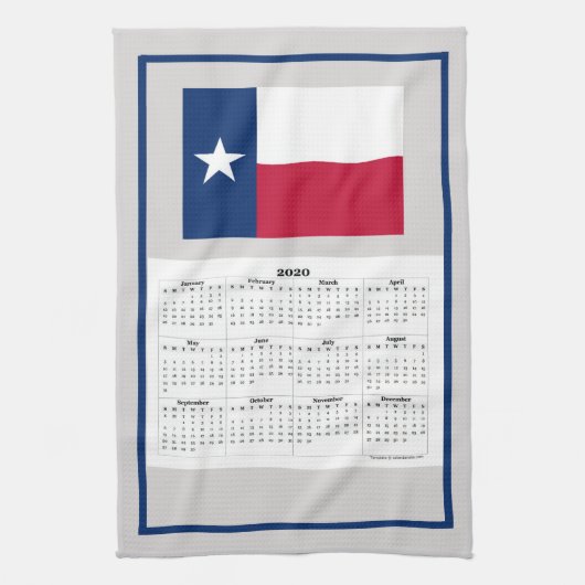 Handsome Texas State Flag Calendar Towel Theedoek (Verticaal)