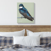 Handsome Tree Swallow: Bird on a Wire Canvas Afdruk (Insitu (Slaapkamer))