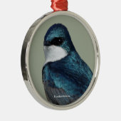 Handsome Tree Swallow Blue Songbird Metalen Ornament (Rechts)