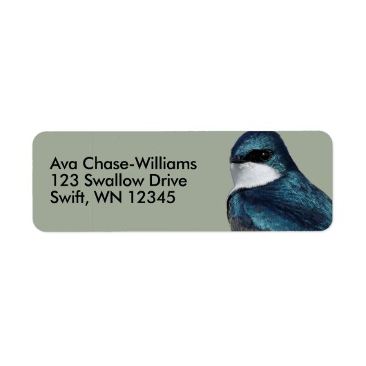 Handsome Tree Swallow Little Blue Bird on a Wire Etiket (Voorkant)