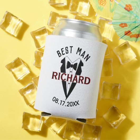 Handsome Tux Name Best Man Wedding Gift Blikjeskoeler (Insitu Zomer)