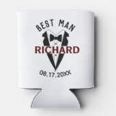 Handsome Tux Name Best Man Wedding Gift Blikjeskoeler (Achterkant)
