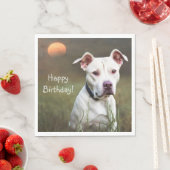Handsome White Pitbull Birthday Servet (Insitu)