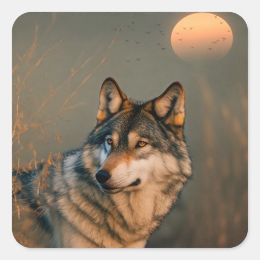 Handsome Wolf Vierkante Sticker (Voorkant)