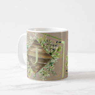 Handsome Wood Monogram met Herbs Mok