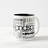 HANDSPUN! Typografie Word Cloud Tweekleurige Koffiemok (Voorkant rechts)
