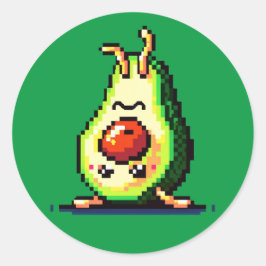 Handstand avocado: 8-bit fitness plezier ronde sticker
