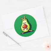 Handstand avocado: 8-bit fitness plezier ronde sticker (Envelop)
