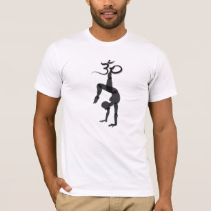 Handstand yoga pose zwart met om symbool t-shirt