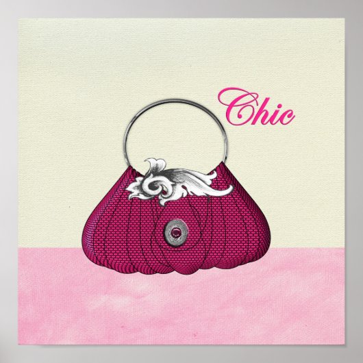 handtas, Girly Pink Mode Poster afdrukken (Voorkant)