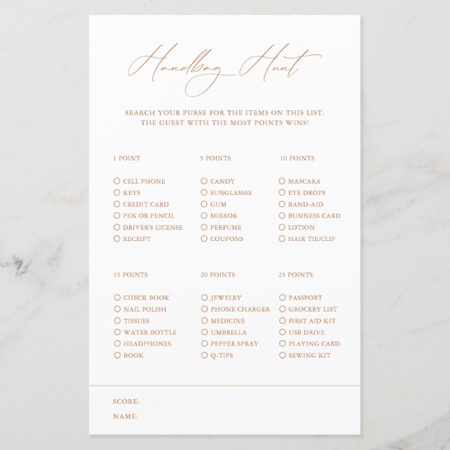 Handtas Hunt Elegant Wit Vrijgezellenfeest Spel (Voorkant)