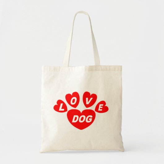 Handtas Love Dog Hearts Red (Voorkant)