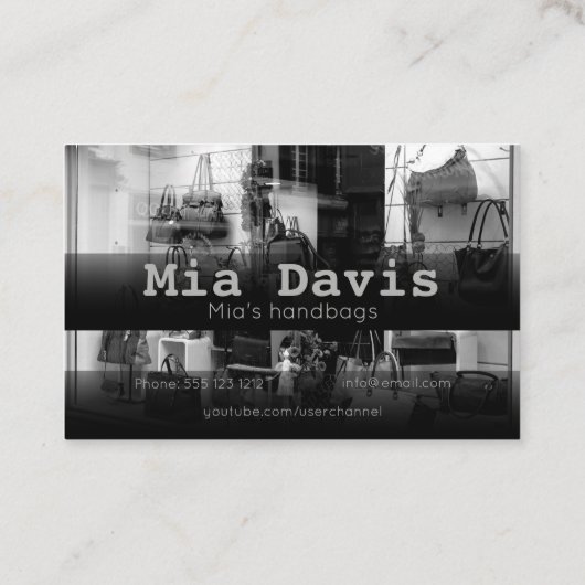 Handtas met handtas, visitekaartje (Achterkant)