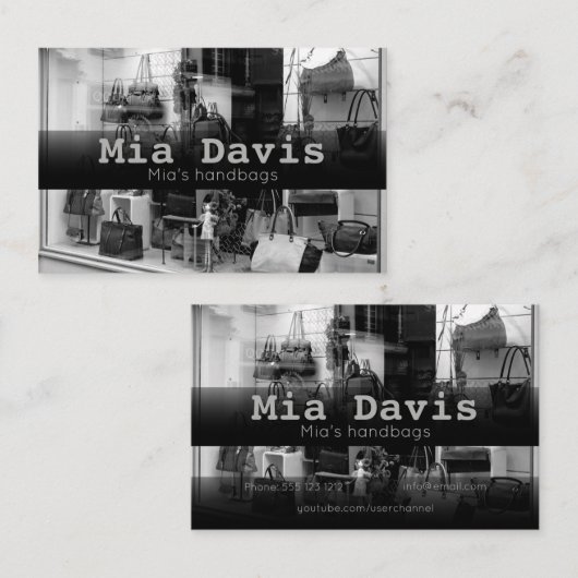 Handtas met handtas, visitekaartje (Voorkant / Achterkant)