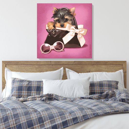 Handtas yorkie canvas afdruk (Insitu (Slaapkamer))