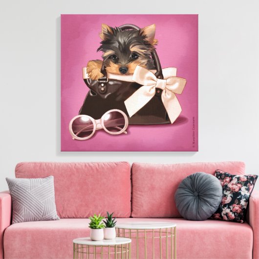 Handtas yorkie canvas afdruk (Insitu (Woonkamer))