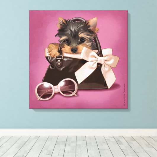 Handtas yorkie canvas afdruk (Insitu (Houten vloer))