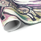 HANDTEKEND CHRISTMAS SCENE GIFT WRAPPING PAPIER (Rol Hoek)