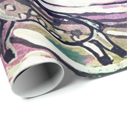 HANDTEKEND CHRISTMAS SCENE GIFT WRAPPING PAPIER (Rol Hoek)