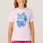 Handtekening 10 Blue Shades Cat Girls Longsleeve T T-shirt (Voorkant)