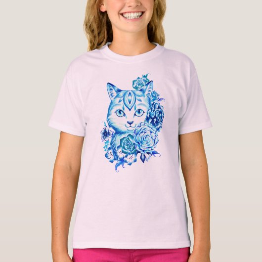 Handtekening 10 Blue Shades Cat Girls Longsleeve T T-shirt (Voorkant)