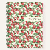 Handtekening aardbeienpatroon, aangepast ivoor notitieboek (Voorkant)