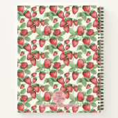 Handtekening aardbeienpatroon, aangepast ivoor notitieboek (Achterkant)