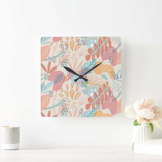 Handtekening Abstract patroonpatroon Vierkante Klok (Huis)