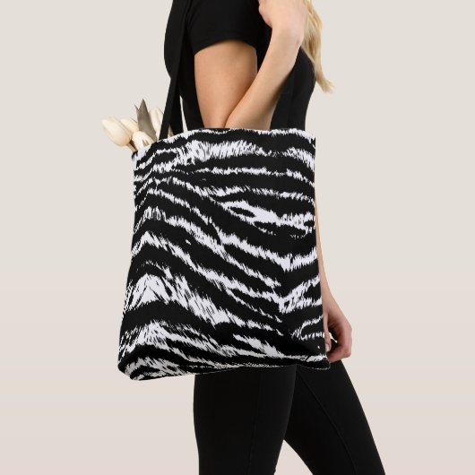 Handtekening Abstract twee kleuren Zebra Stripes R Tote Bag (Dichtbij)