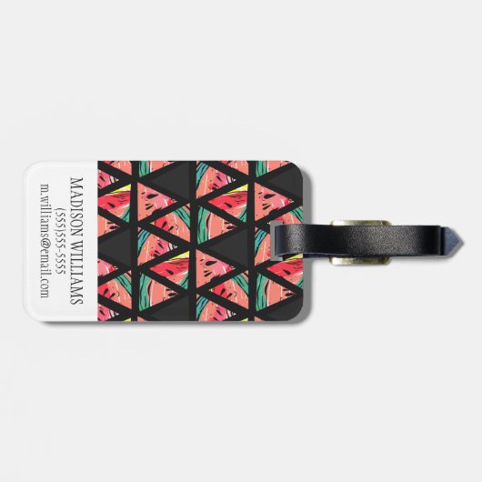 Handtekening Abstract watermeloenpatroon Bagagelabel (Achterkant horizontaal)