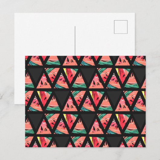 Handtekening Abstract watermeloenpatroon Briefkaart (Voorkant / Achterkant)