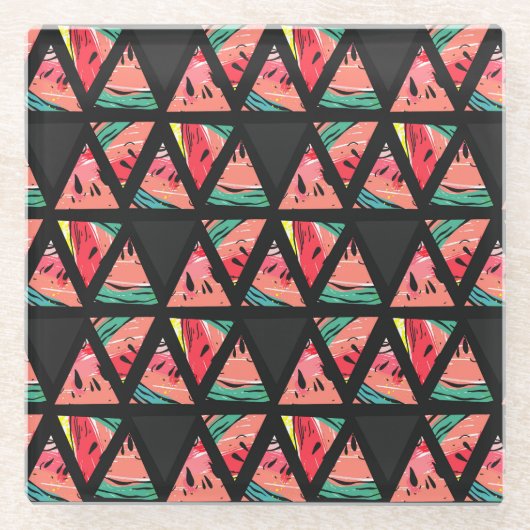 Handtekening Abstract watermeloenpatroon Glazen Onderzetter (Voorkant)