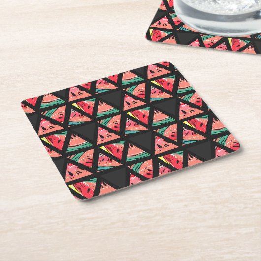 Handtekening Abstract watermeloenpatroon Kartonnen Onderzetters (Schuin)