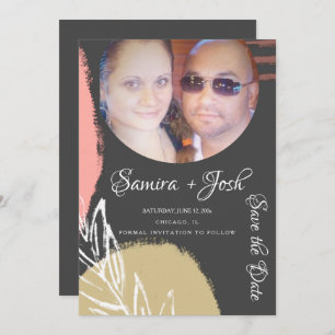 Handtekening Abstracte botanische grijs sparen de Kaart