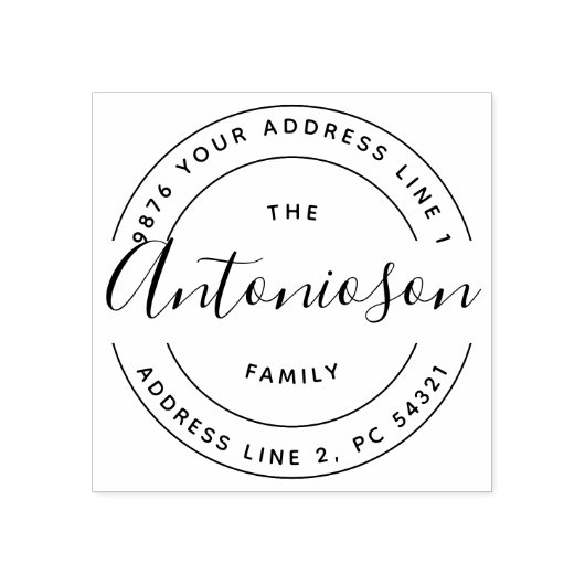 Handtekening Achternaam Cirkel Wreath Rubberstempel (Afrduk)