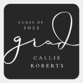 Handtekening Afstudeerder Script Vierkante Sticker (Voorkant)