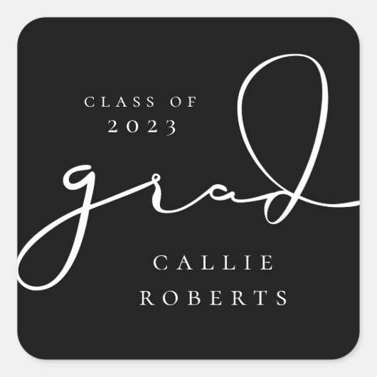 Handtekening Afstudeerder Script Vierkante Sticker (Voorkant)