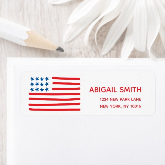 Handtekening Amerikaanse vlag Etiket (Insitu)