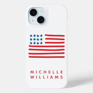 Handtekening Amerikaanse vlag   Gepersonaliseerd iPhone 15 Case