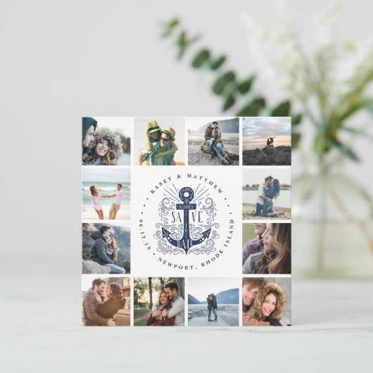 Handtekening Anchor | Foto Collage Save the Date (Staand voorkant)
