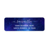 Handtekening Aqua Blauwe Galactisch Centrum Hemels Etiket (Voorkant)