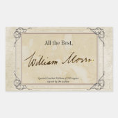 Handtekening Auteur BookPlate Sjabloon Rechthoekige Sticker (Voorkant)