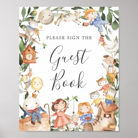 Handtekening Baby shower handboek ursery Rhymes Poster (Voorkant)