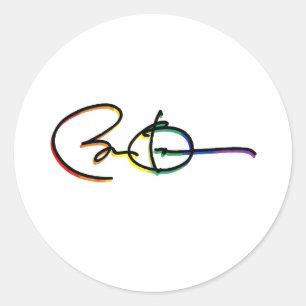 Handtekening Barack Obama Trots Regenboog - LGBT P Ronde Sticker