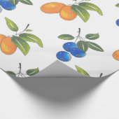 Handtekening Blauwbessen en Kumquats Pattern Cadeaupapier (Hoek)