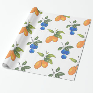 Handtekening Blauwbessen en Kumquats Pattern Cadeaupapier