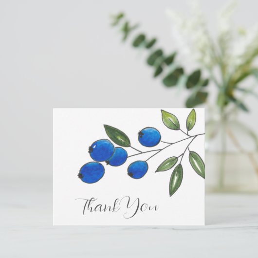 Handtekening blauwe bosbessen 2 bedankkaart (Staand voorkant)